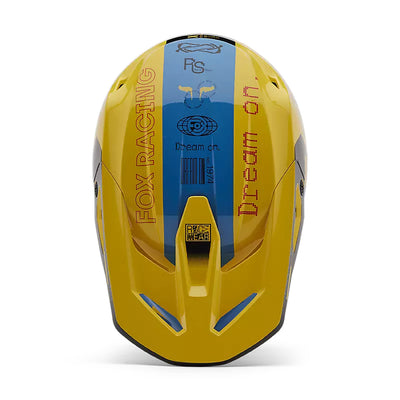 Fox Racing V1 Race Spec Helmet Pale Yellow - Top Down View