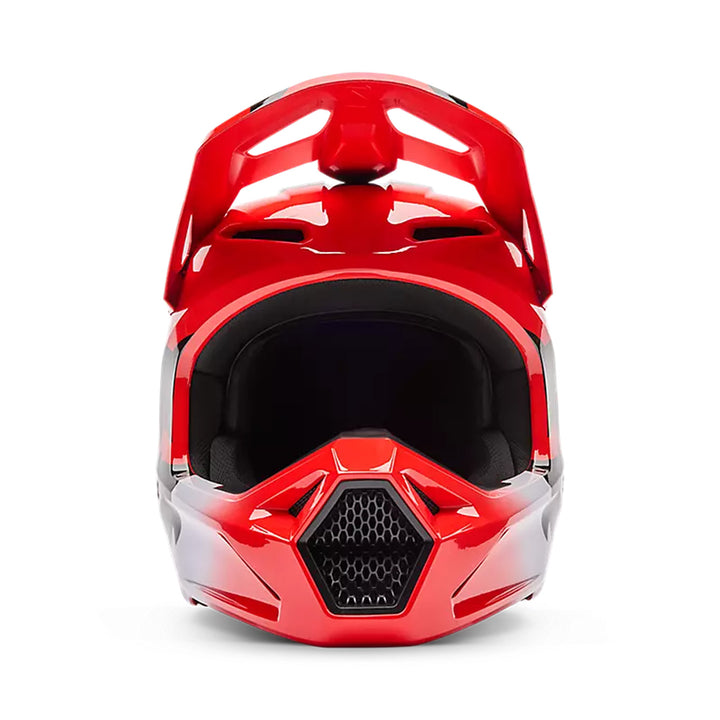 Fox Racing V1 Shield Helmet Fluorescent Red - Front View