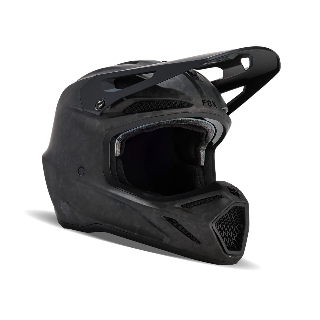 Fox Racing V3 RS Carbon Helmet Matte Black - Front Right Side View