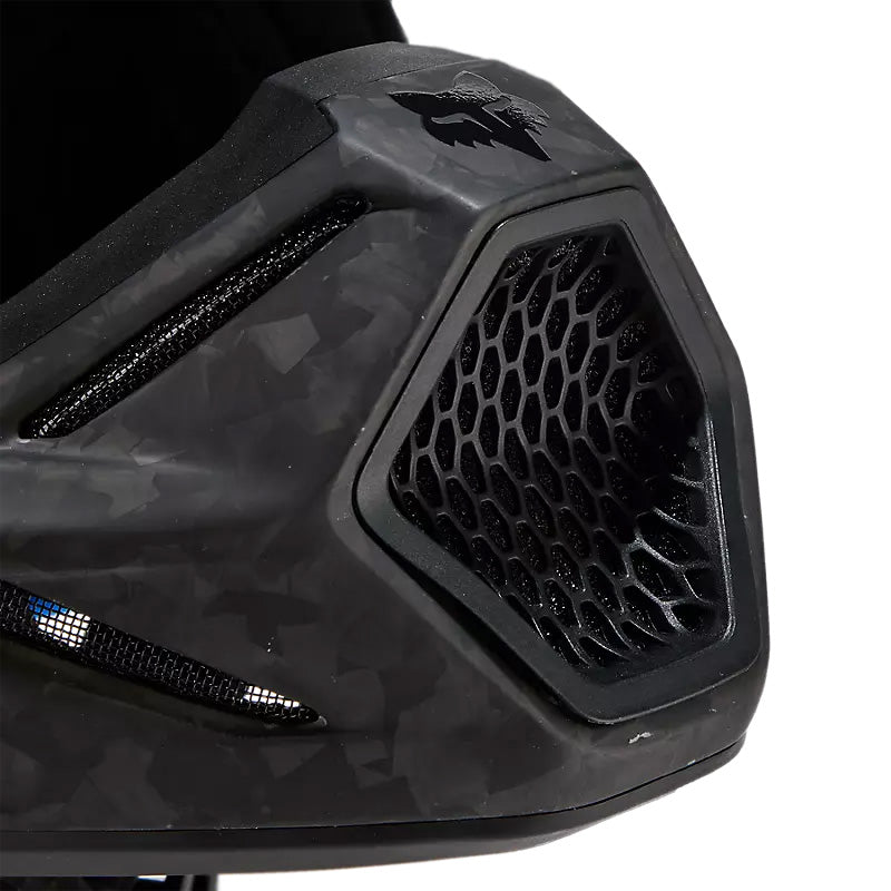 Fox Racing V3 RS Carbon Helmet Matte Black - Close-Up of Mouth Vent