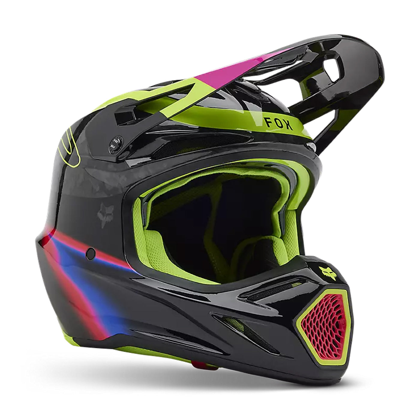 Fox Racing V3 RS Energy Helmet Black - Front Side View