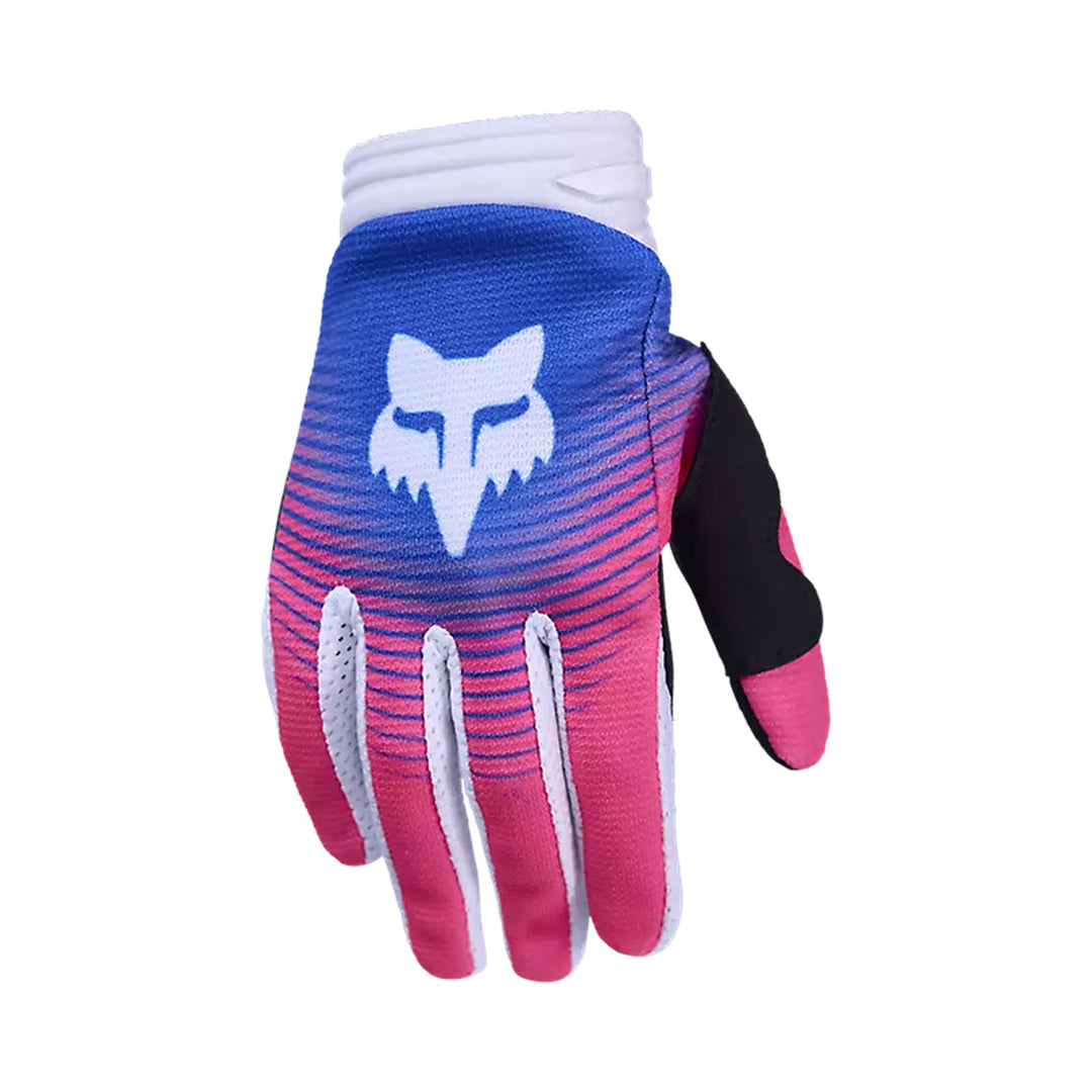 Fox Racing Youth 180 Collect Gloves Blue/Pink - Back of Hand View