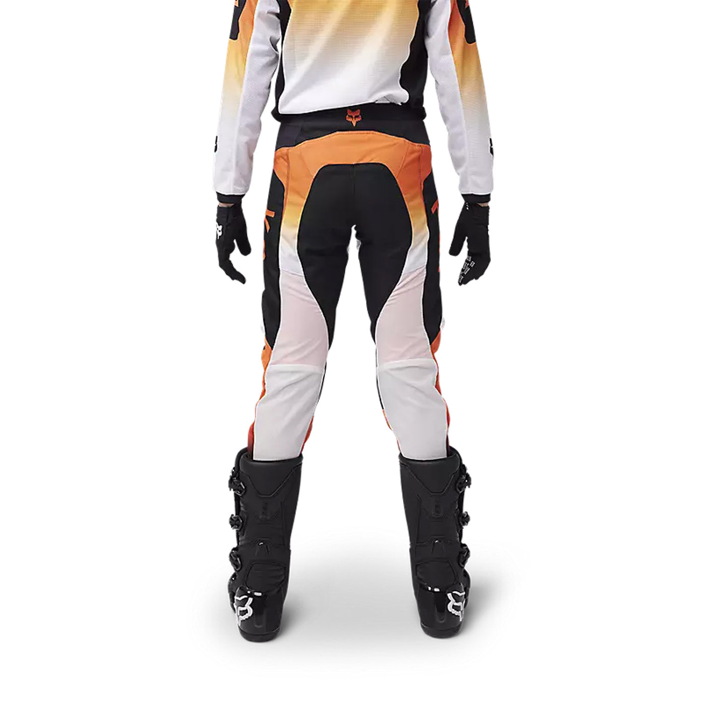 Fox Racing Youth 180 Lean Pants Fluorescent Orange - Rear View of Model Posing in Pants