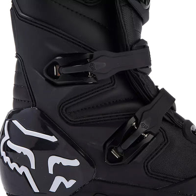 Fox Racing Youth Comp Boots Black - Close-Up View of Buckles