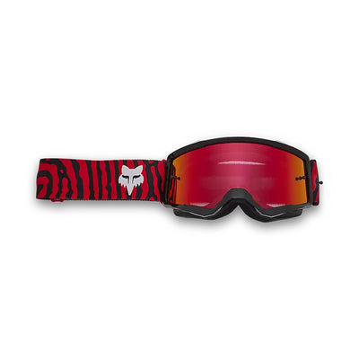 Fox Racing Youth Main Impression Mirrored Lens Goggle Fluorescent Red - Front View with Side Strap