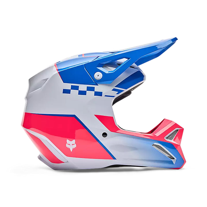 Fox Racing Youth V1 Collect Helmet Blue/Pink - Right Side View