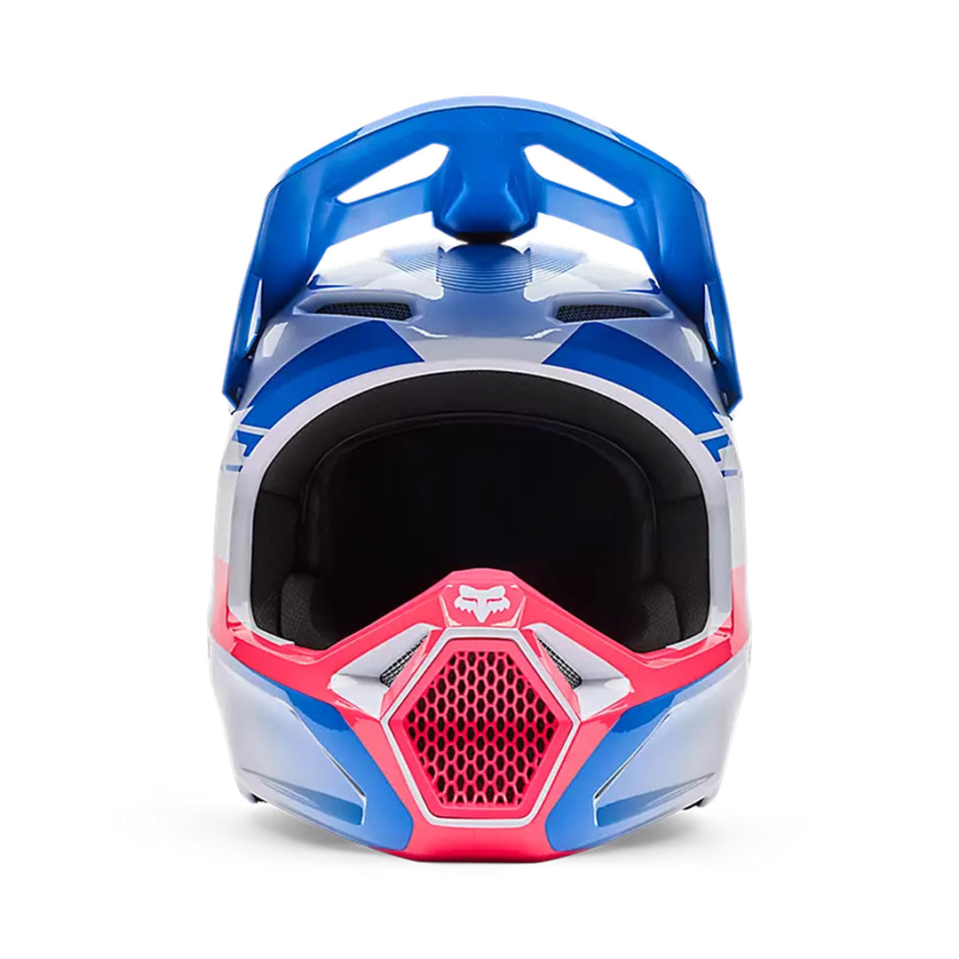 Fox Racing Youth V1 Collect Helmet Blue/Pink - Front View