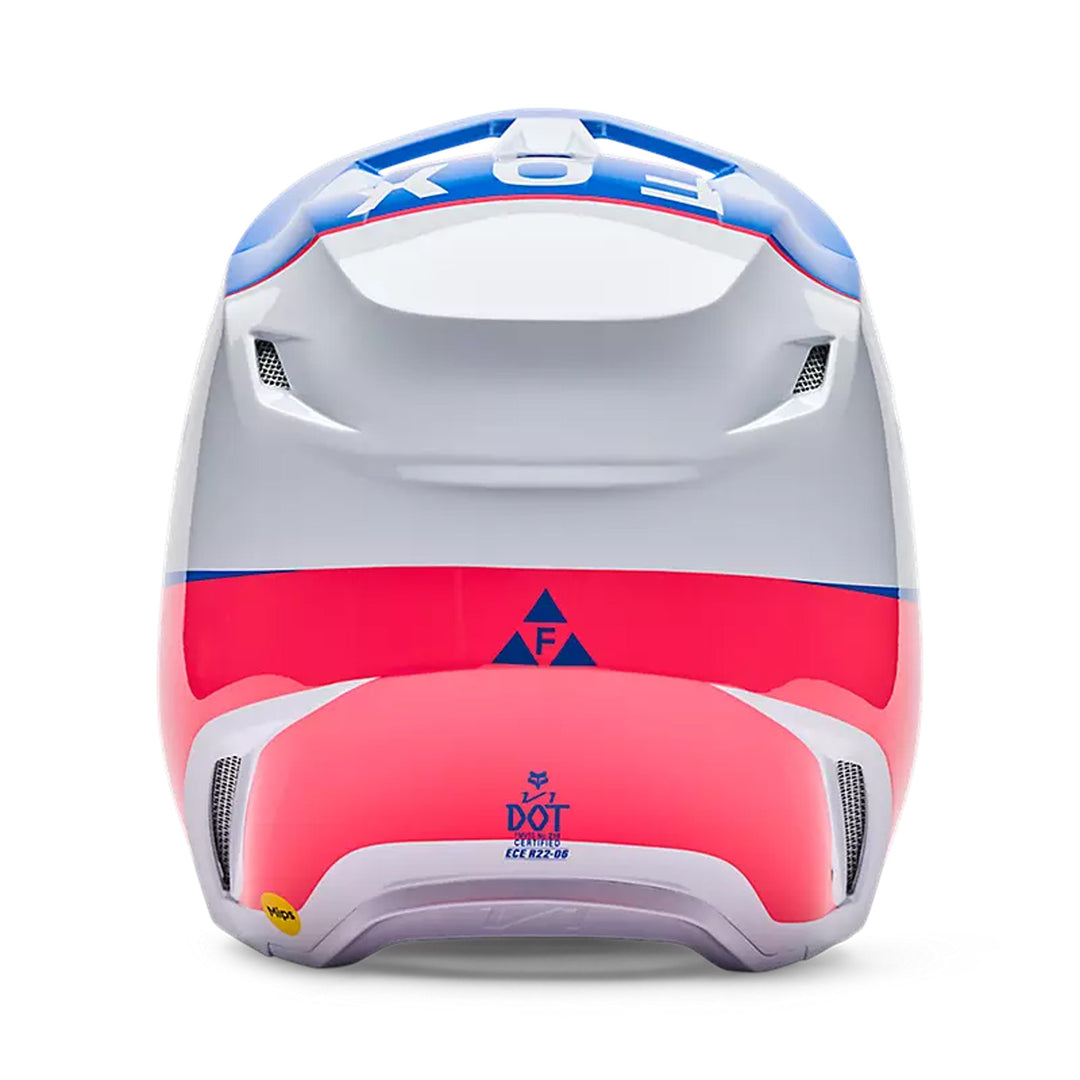 Fox Racing Youth V1 Collect Helmet Blue/Pink - Rear View