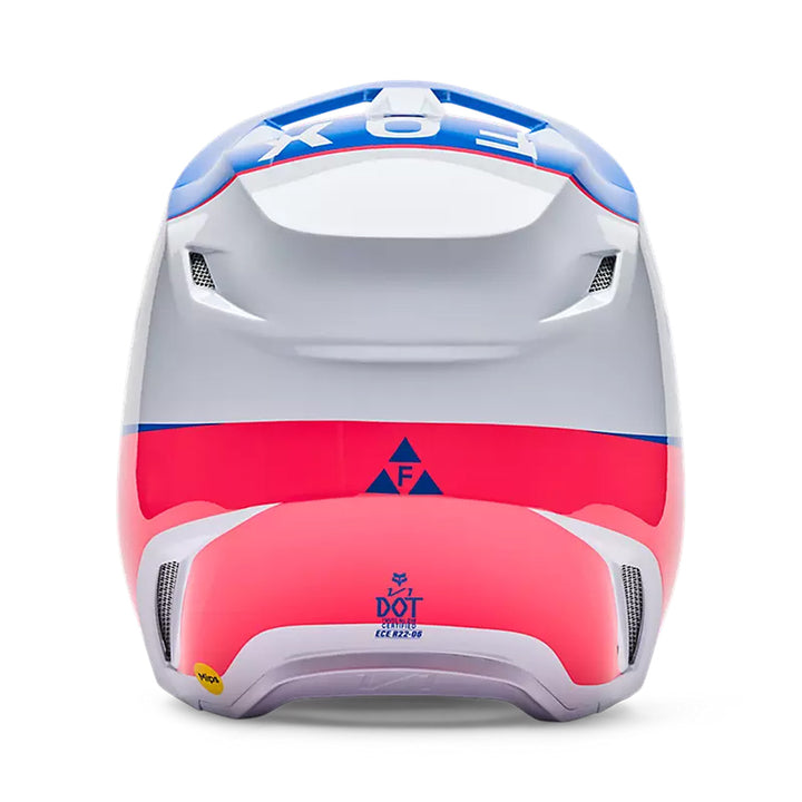 Fox Racing Youth V1 Collect Helmet Blue/Pink - Rear View
