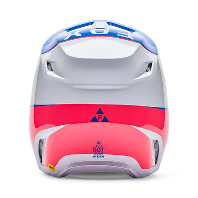 Fox Racing Youth V1 Collect Helmet Blue/Pink - Rear View
