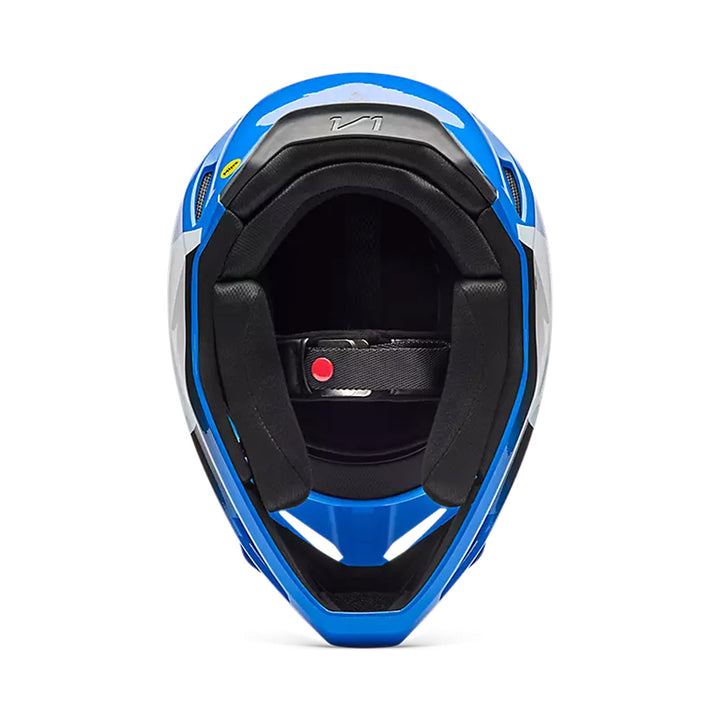 Fox Racing Youth V1 Shield Helmet Blue - Bottom Up View