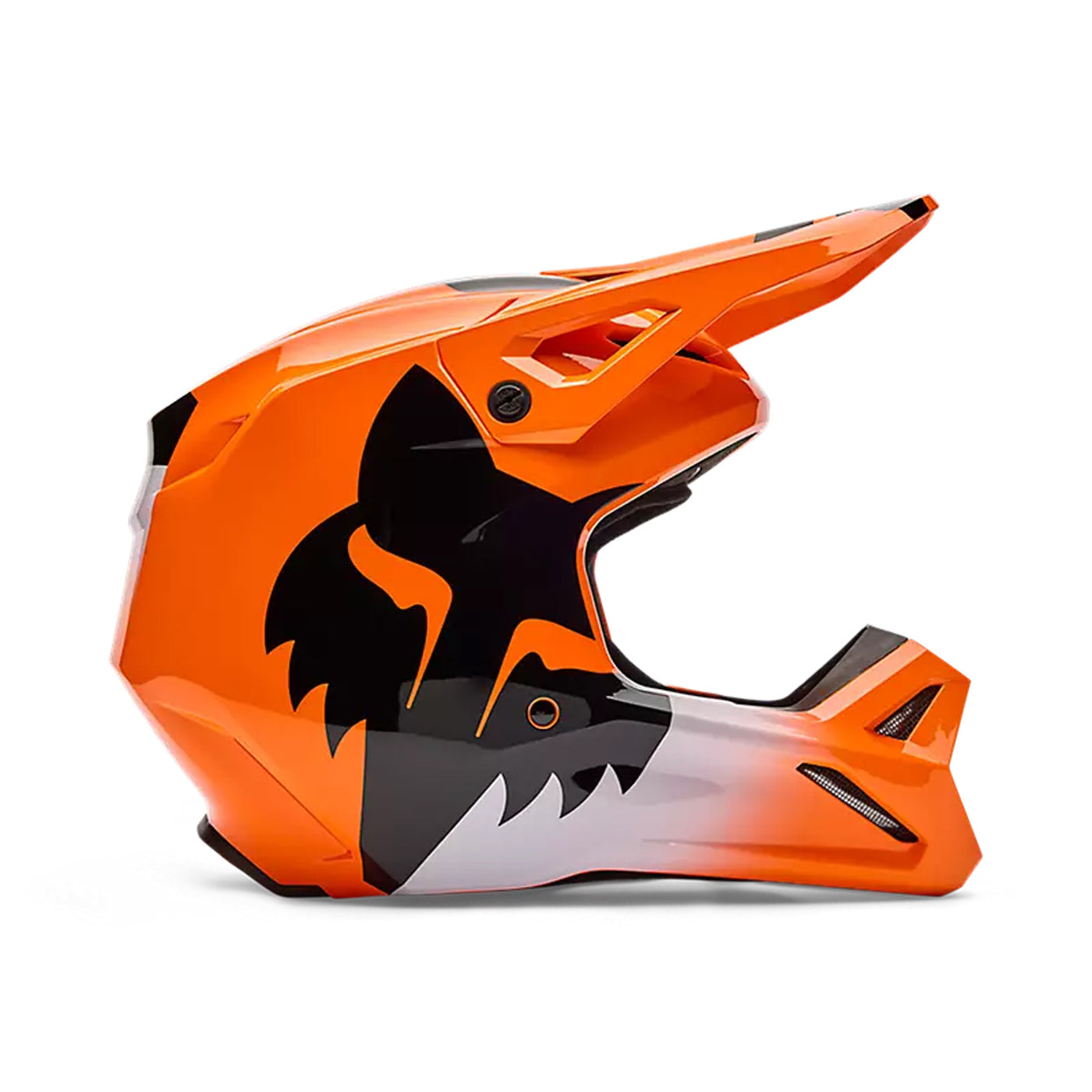 Fox Racing Youth V1 Shield Helmet Fluorescent Orange - Right Side View