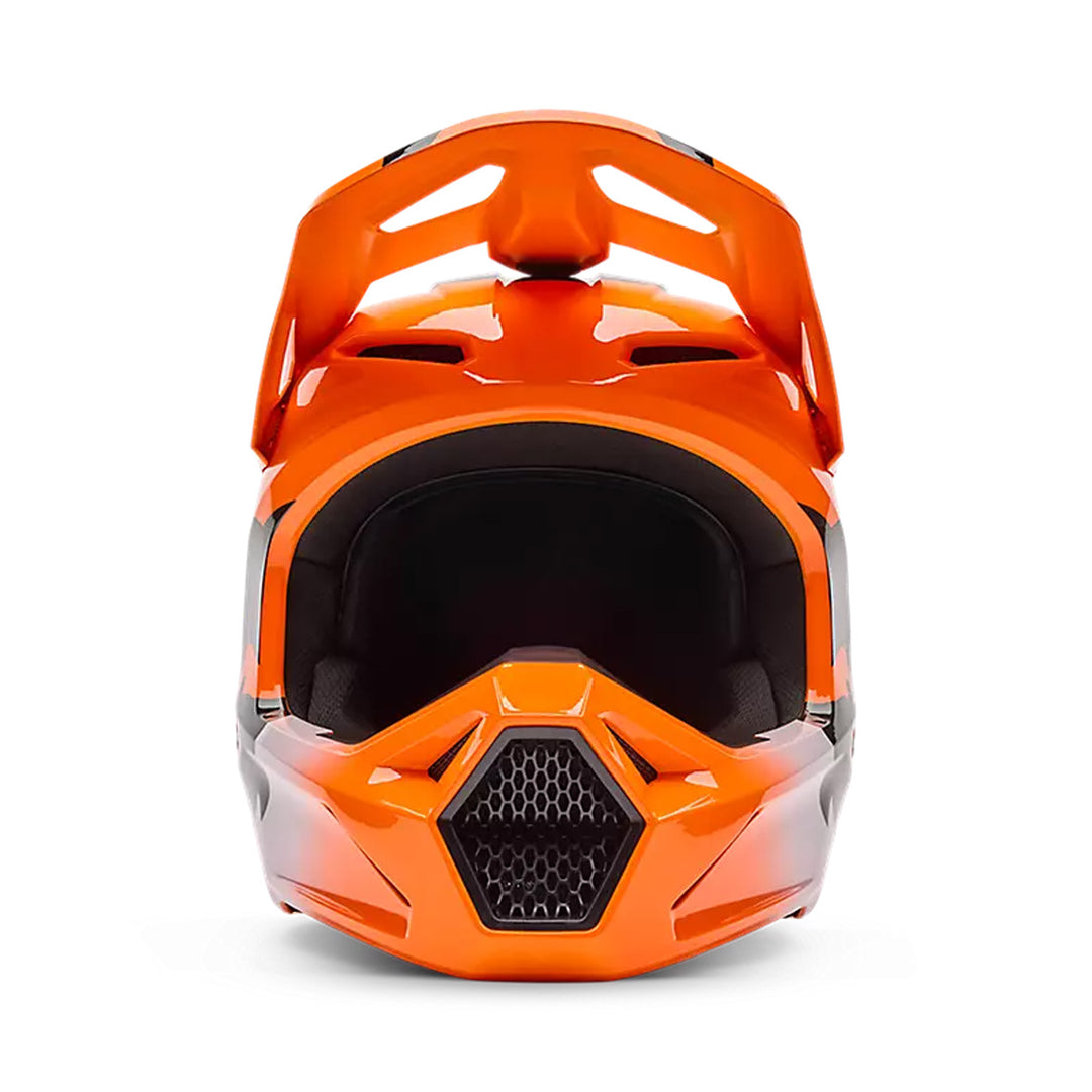 Fox Racing Youth V1 Shield Helmet Fluorescent Orange - Front View