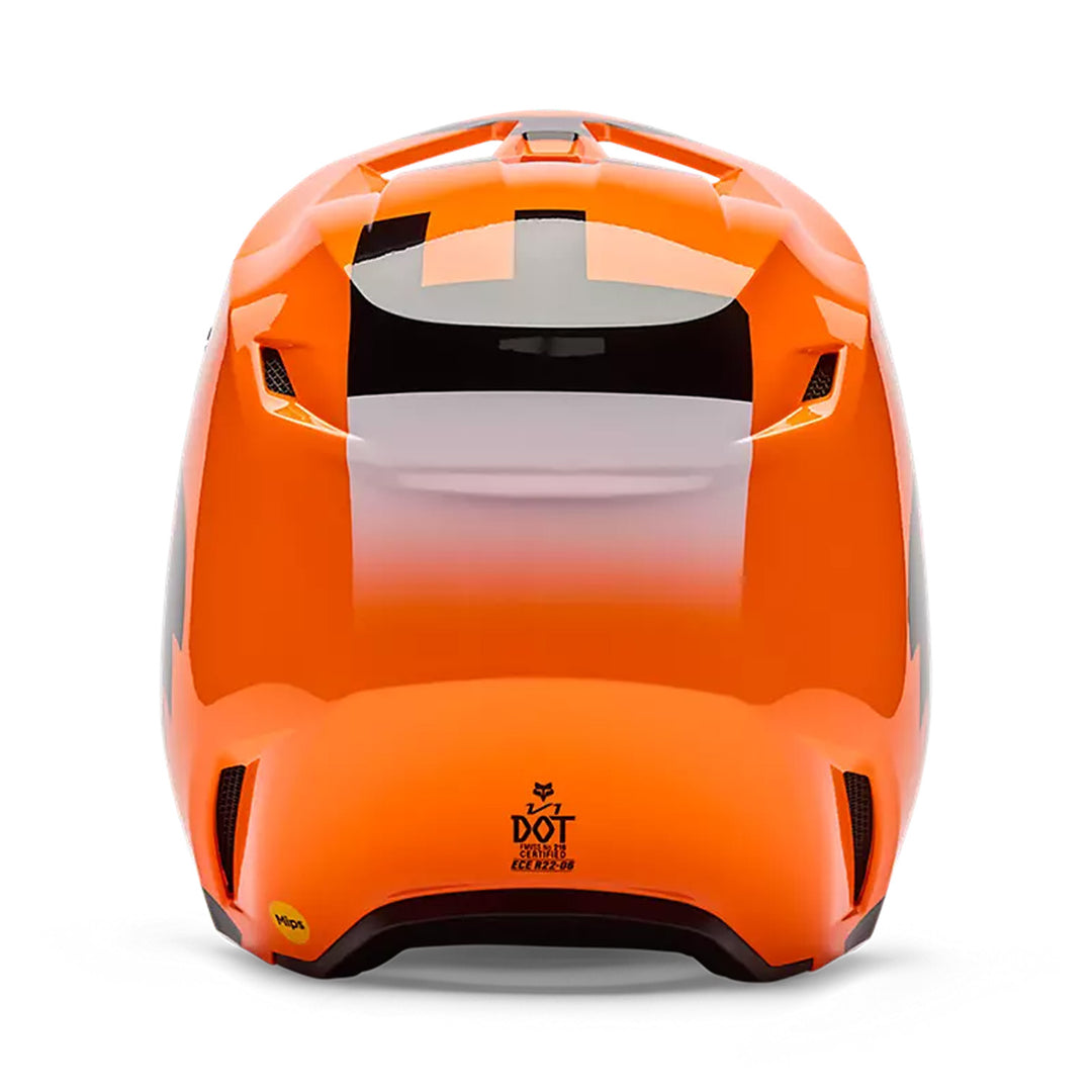 Fox Racing Youth V1 Shield Helmet Fluorescent Orange - Rear View