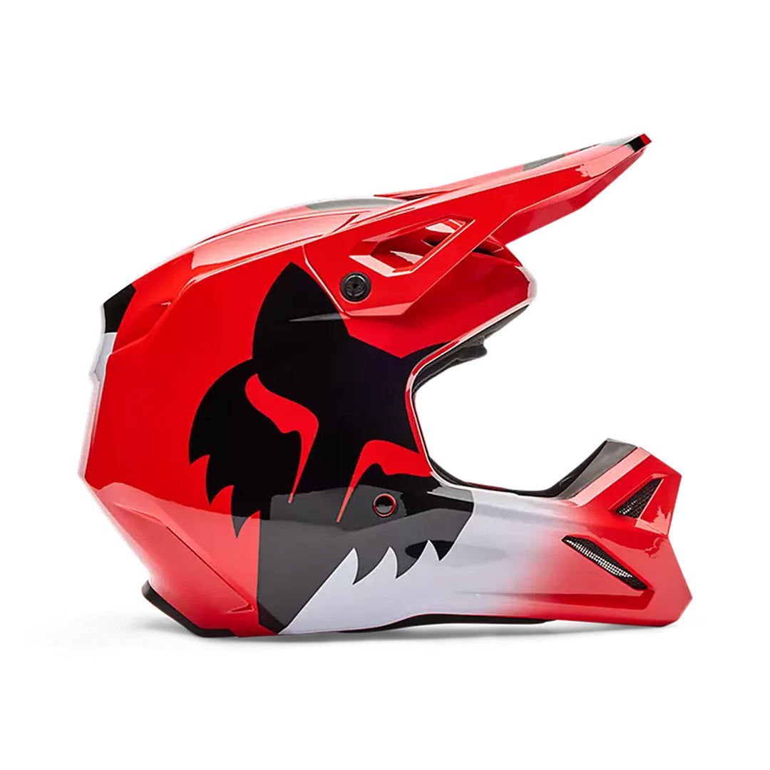 Fox Racing Youth V1 Shield Helmet Fluorescent Red - Right Side View