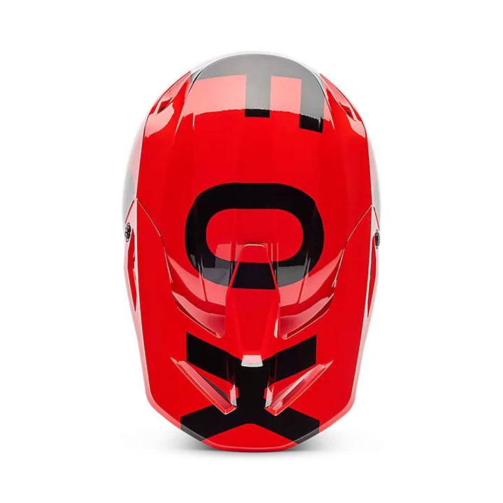 Fox Racing Youth V1 Shield Helmet Fluorescent Red - Top Down View