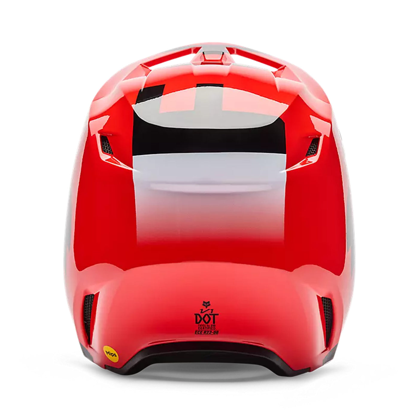 Fox Racing Youth V1 Shield Helmet Fluorescent Red - Rear View