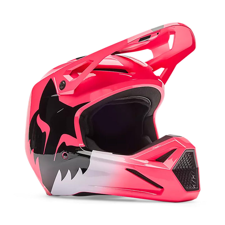 Fox Racing Youth V1 Shield Helmet Pink - Front Right Side View