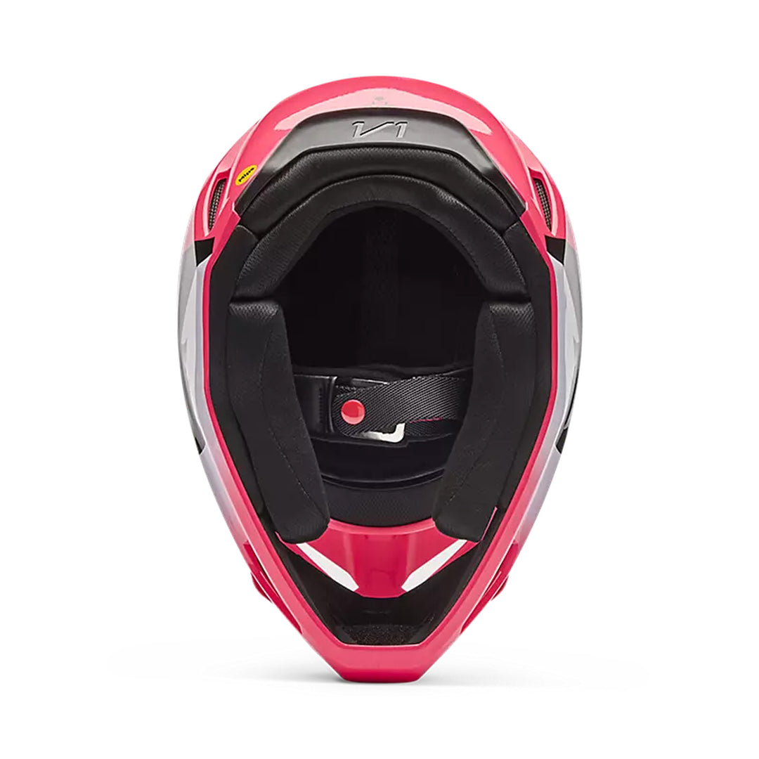 Fox Racing Youth V1 Shield Helmet Pink - Bottom Up View