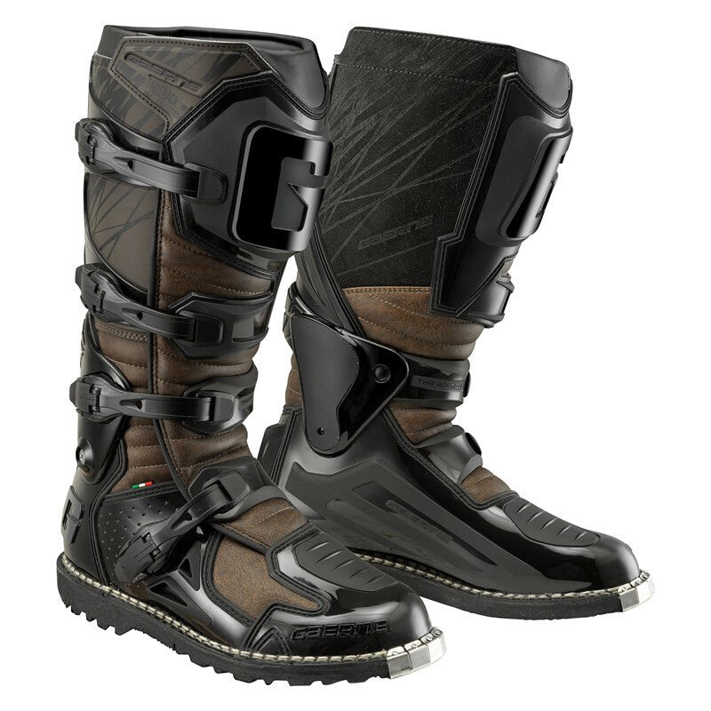 Gaerne Fastback Endurance Enduro Boots Black/Brown - Front Side View of Pair