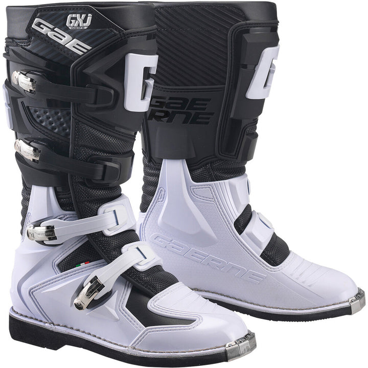 Gaerne Youth GX-J Boots Black/White - Front Side View of Pair