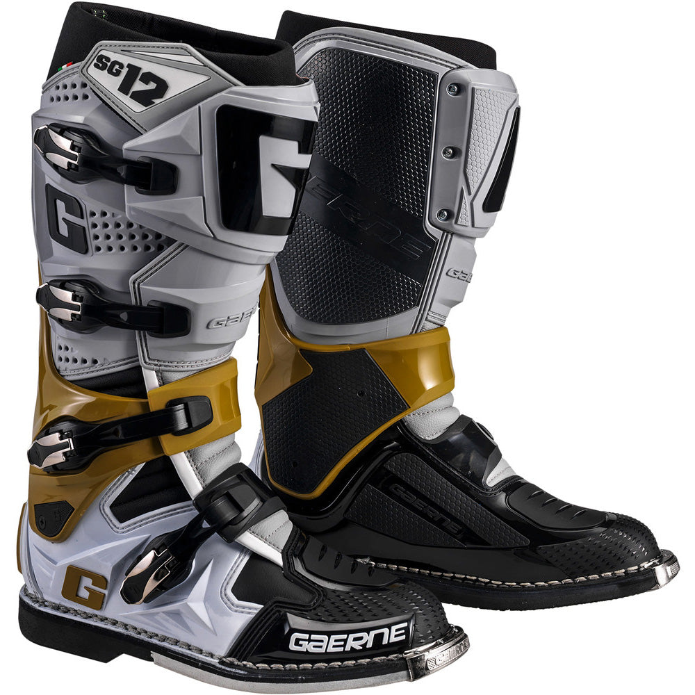 Gaerne SG-12 Boots Grey/Magnesium/White - Front Side View of Pair