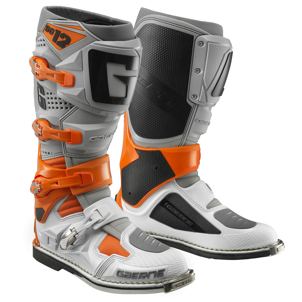 Gaerne SG-12 Boots Orange/Grey/White - Front Side View of Pair