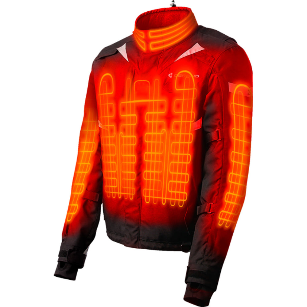 GERBING HEATED CLOTHING 12V Ex Pro Heated Jacket Black - Front View with X-Ray of Heating Elements