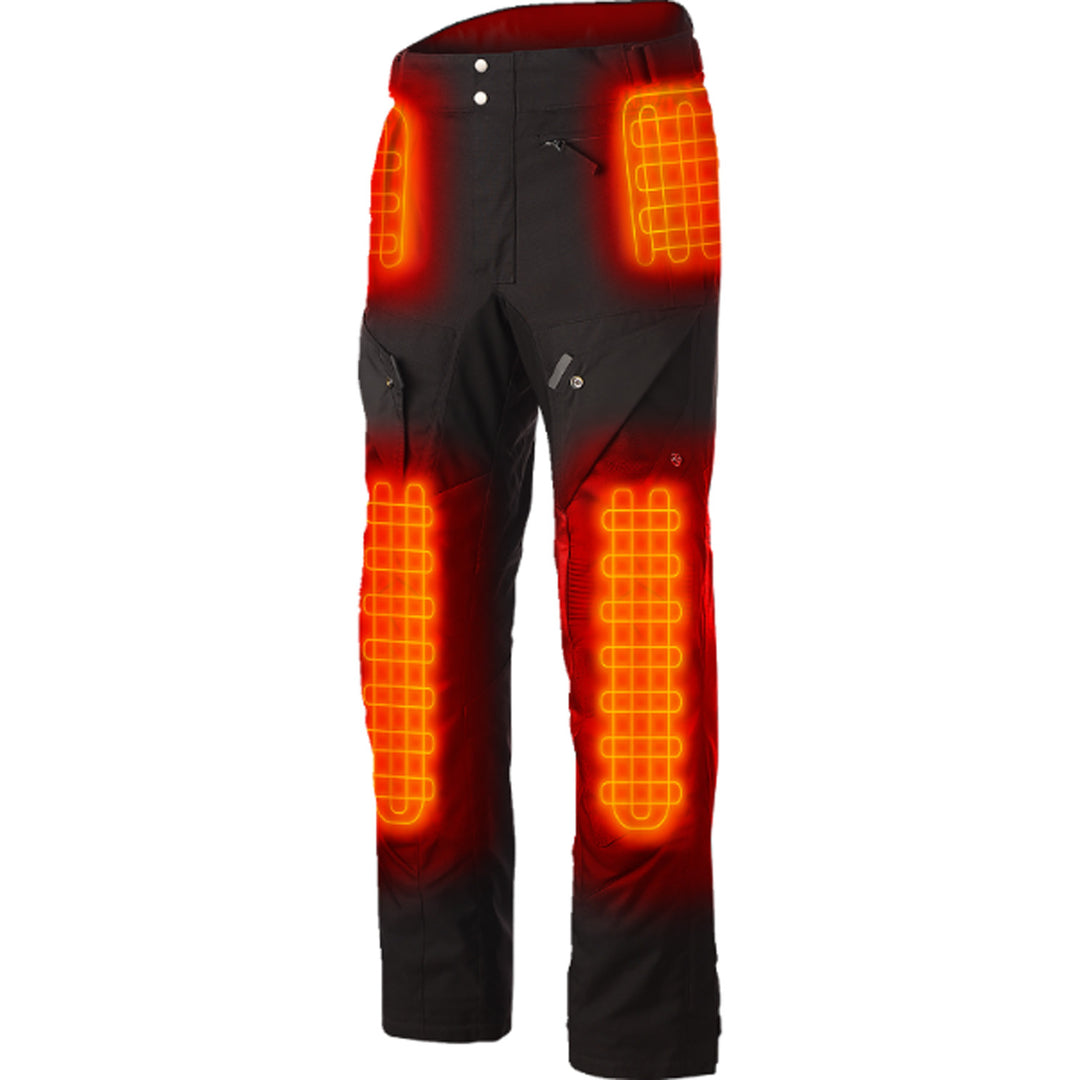 GERBING HEATED CLOTHING 12V Ex Pro Heated Pants Black - Front View with X-Ray of Heating Elements