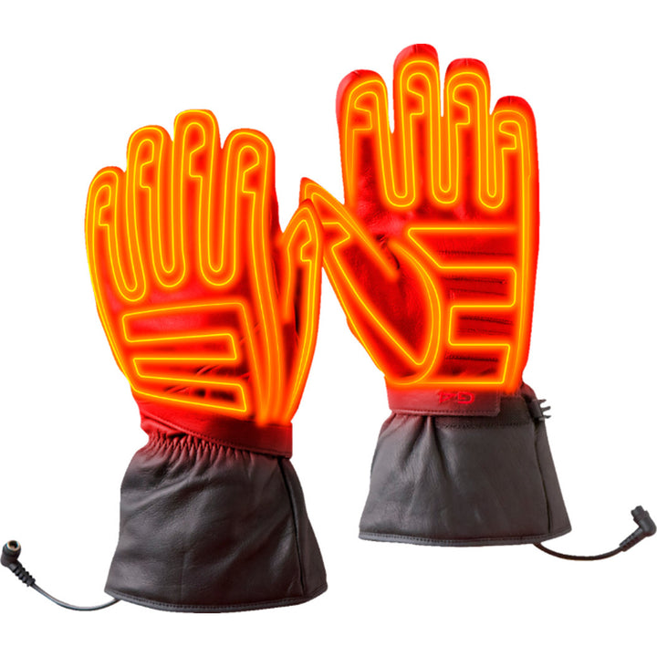 GERBING HEATED CLOTHING 12V G4 Heated Gloves Black - Back of Hand and Palm Views of Pair with X-Ray of Heating Elements