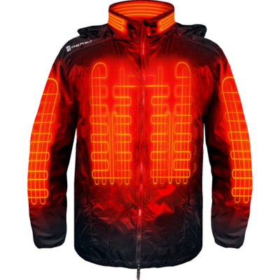 GERBING HEATED CLOTHING 12V Heated Jacket Liner 2.0 - Front View with X-Ray Vision of Glowing Interior Filaments