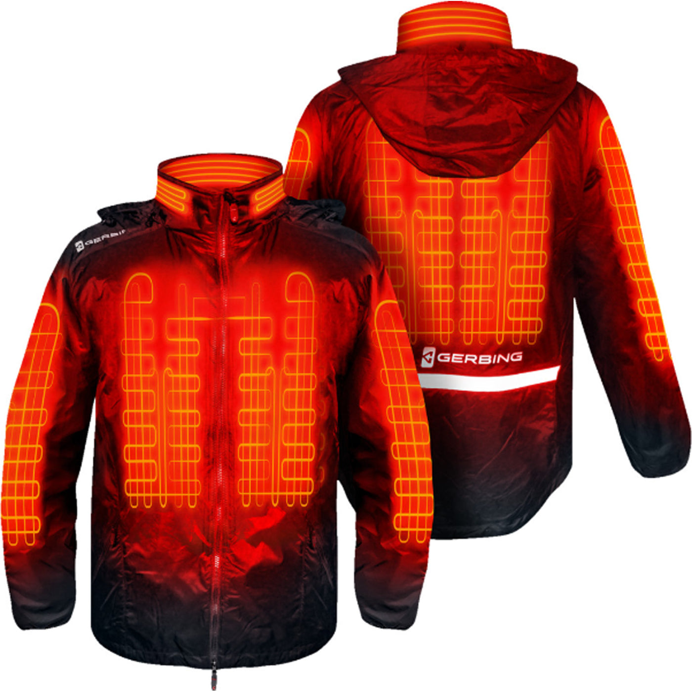 GERBING HEATED CLOTHING 12V Heated Jacket Liner 2.0 - Dual View of Front & Back with X-Ray Vision of Glowing Interior Filamants