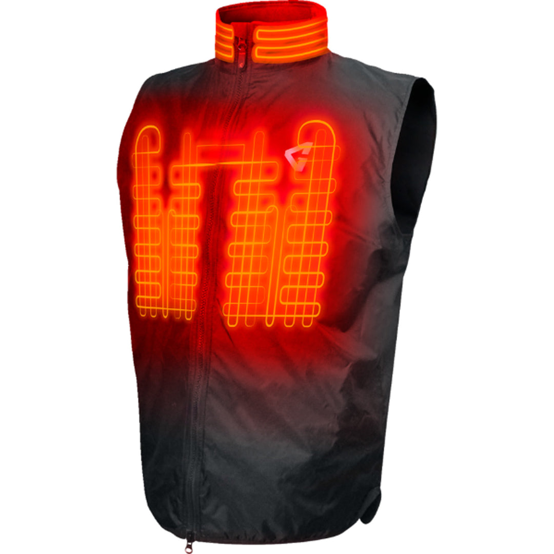 GERBING HEATED CLOTHING 12V Heated Vest Liner Black - Front View with X-Ray of Heating Elements
