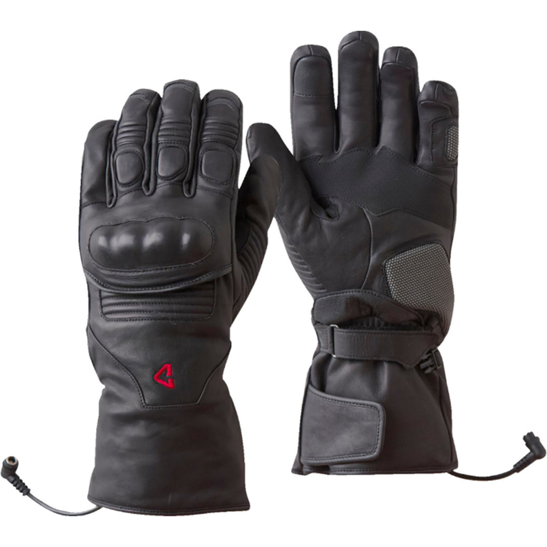 GERBING HEATED CLOTHING 12V Vanguard Heated Gloves Black - Back of Hand and Palm Views of Left Hand Glove