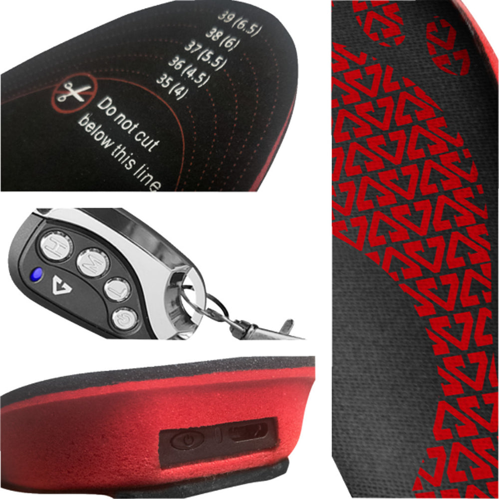 GERBING HEATED CLOTHING 3V Rechargeable Heated Insoles with Remote - Close-Up of Details and Key Ring Controller