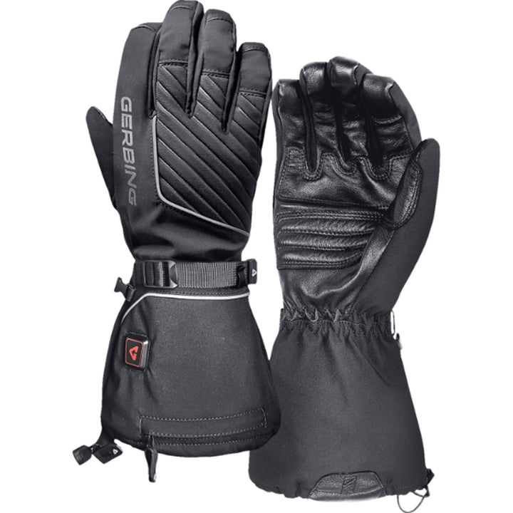 GERBING HEATED CLOTHING 7V Atlas Ultra-Flex Battery Heated Gloves Black - Back of Hand and Palm Views of Pair