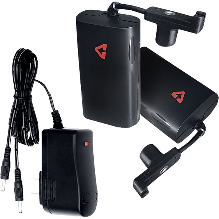 GERBING HEATED CLOTHING 7V Atlas Ultra-Flex Battery Heated Gloves Black - Display View of External Batteries and Wall Charger