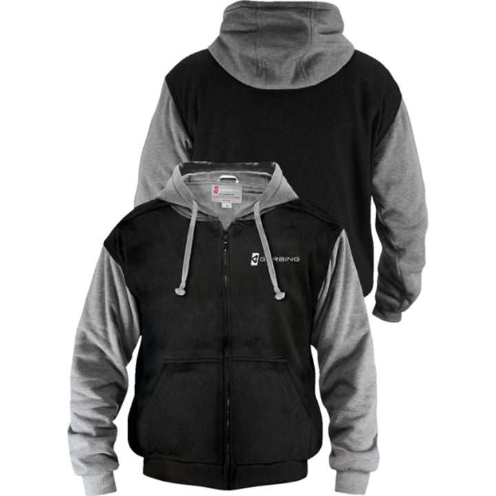 GERBING HEATED CLOTHING 7V Battery Heated Hoodie Black - Front and Rear Views Stacked on Each Other