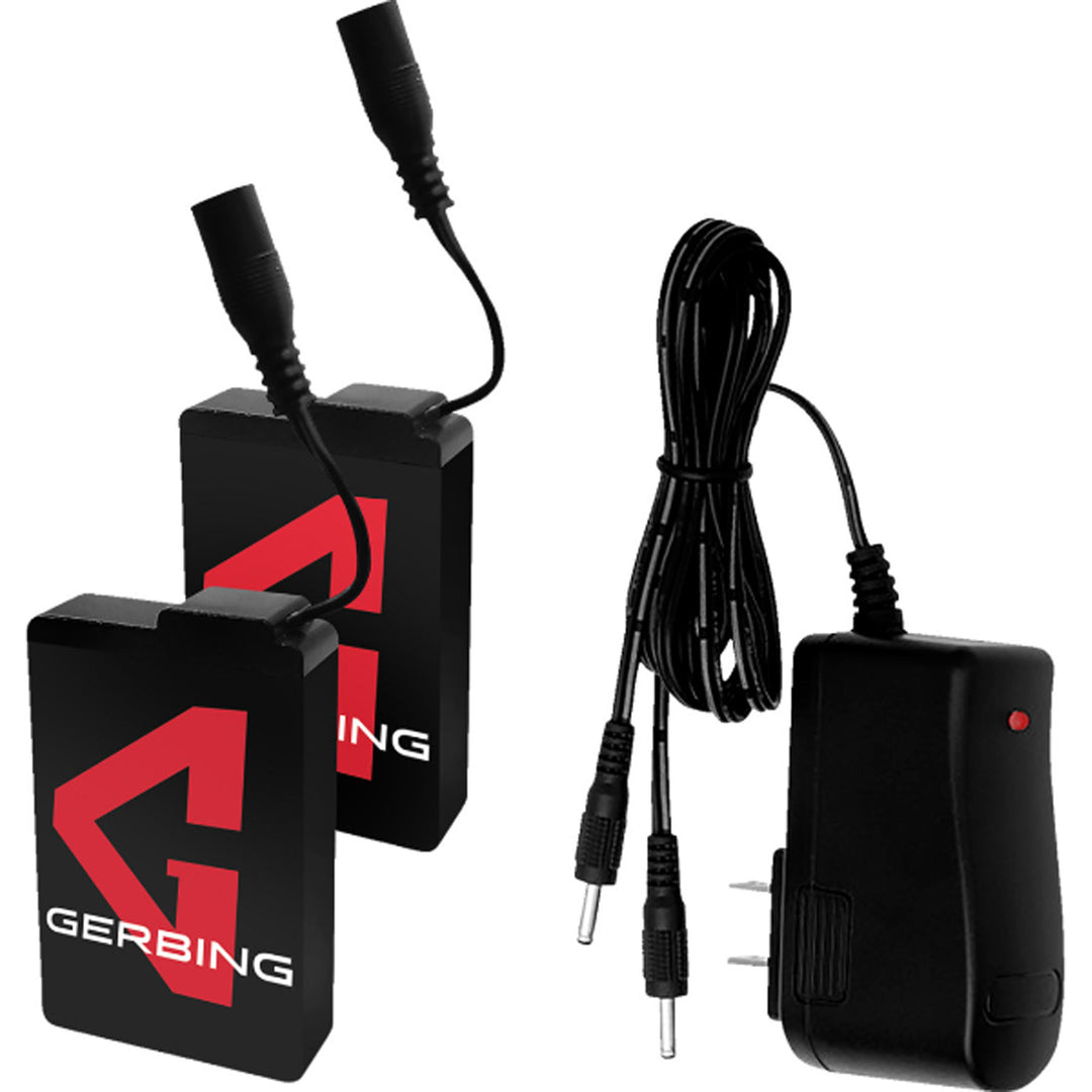 GERBING HEATED CLOTHING 7V Battery Heated Sock Liner Black - Display View of External Batteries and Wall Charger