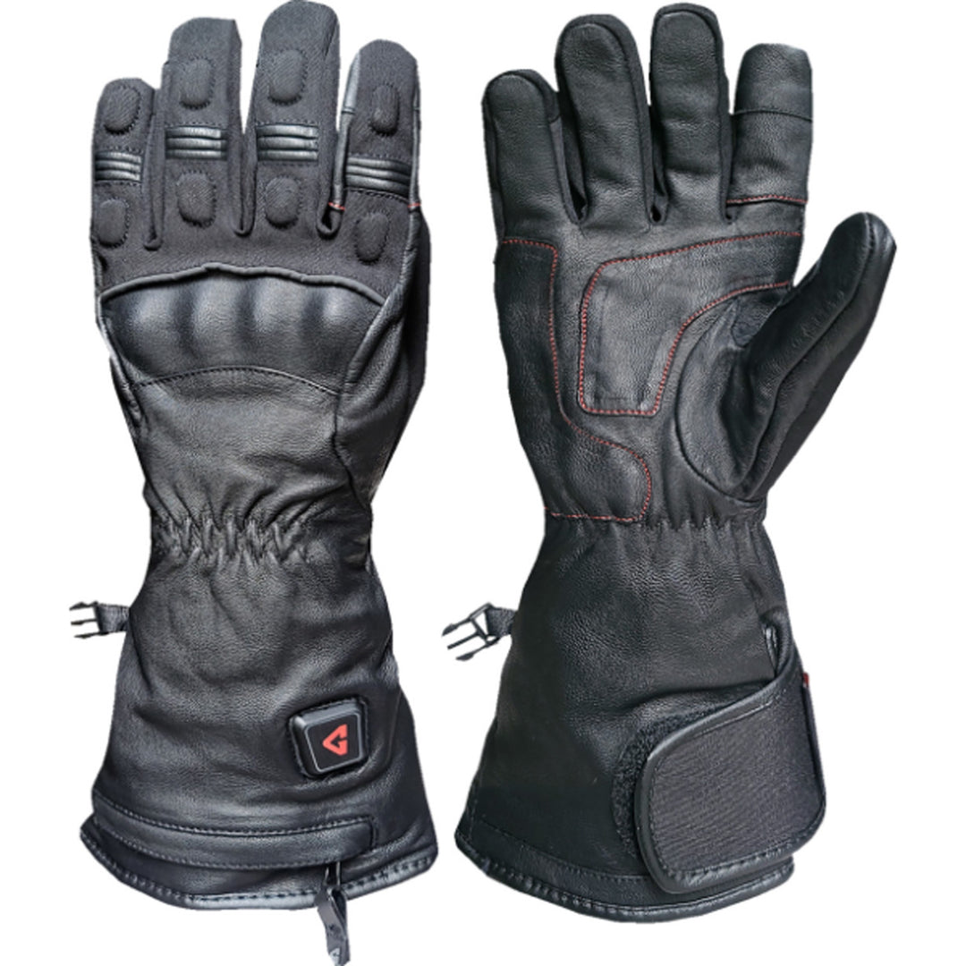 GERBING HEATED CLOTHING 7V Hard Knuckle Battery Heated Gloves Black - Back of Hand and Palm Views