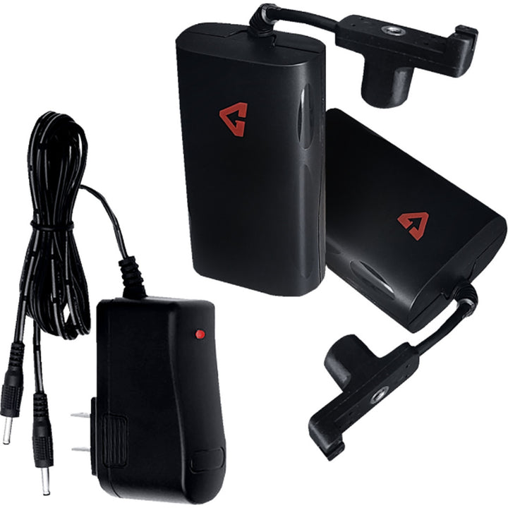 GERBING HEATED CLOTHING 7V Hard Knuckle Battery Heated Gloves Black - Full View of External Batteries and Wall Charger