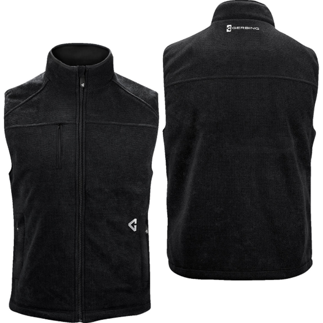 GERBING HEATED CLOTHING 7V Thermite Fleece Heated Vest 2.0 Black - Front and Rear Views