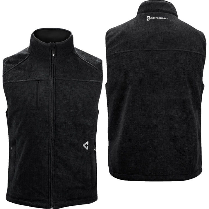 GERBING HEATED CLOTHING 7V Thermite Fleece Heated Vest 2.0 Black - Front and Rear Views