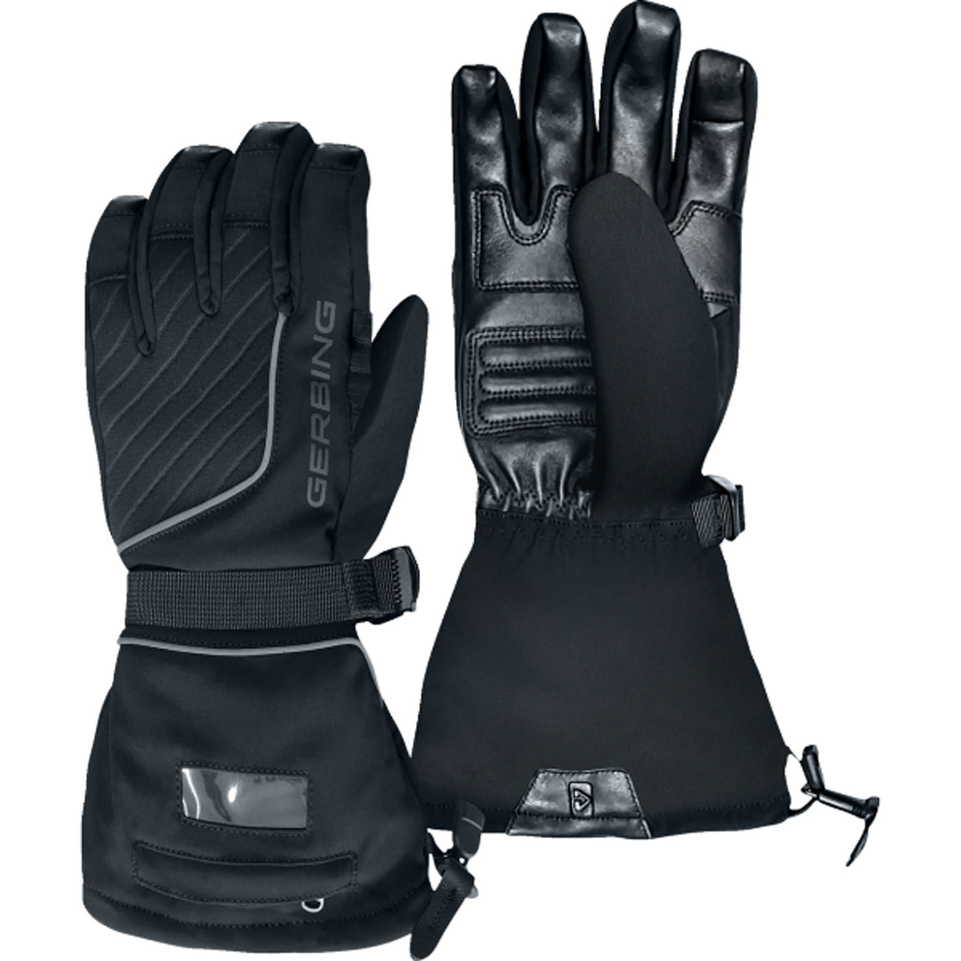 GERBING HEATED CLOTHING GT5 12V Hybrid Heated Gloves Black - Dual View of Back of Hand and Palm