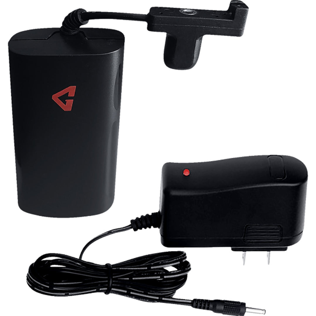 GERBING HEATED CLOTHING Women's 7V Heated Base Layer Shirt Black - Full View of External Battery and Wall Charger