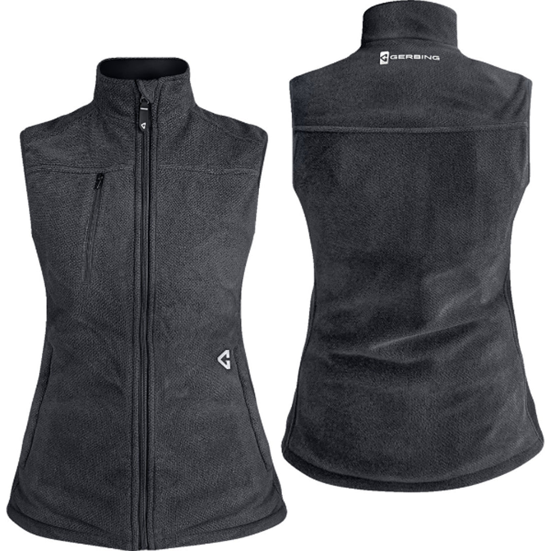 GERBING HEATED CLOTHING Women's 7V Thermite Fleece Heated Vest 2.0 Gray - Front and Rear Views