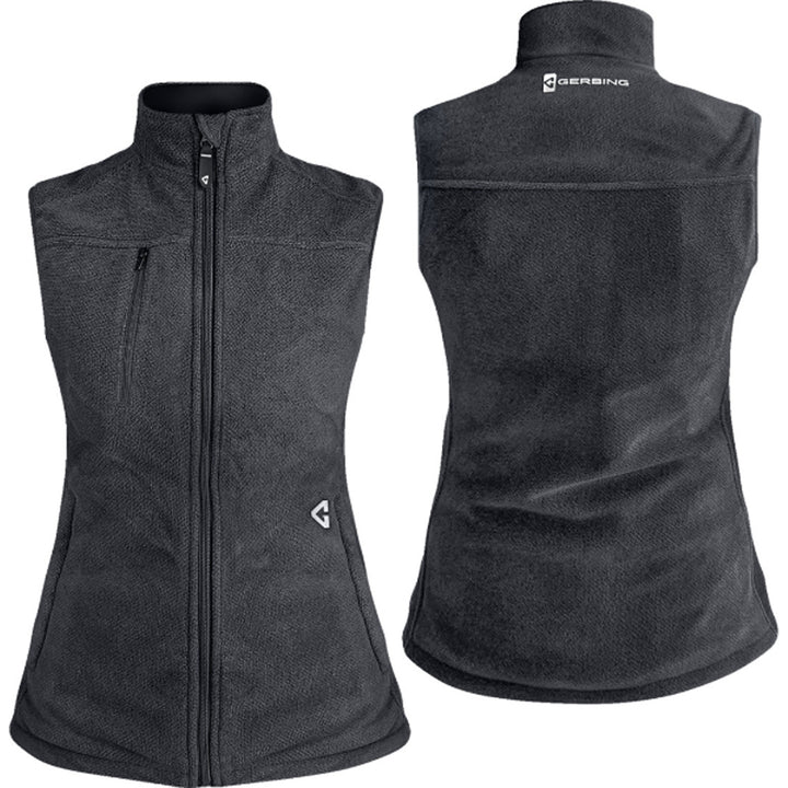 GERBING HEATED CLOTHING Women's 7V Thermite Fleece Heated Vest 2.0 Gray - Front and Rear Views
