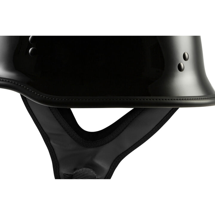 Highway 21 9MM German Beanie Helmet Gloss Black - Close-Up of Side Strap