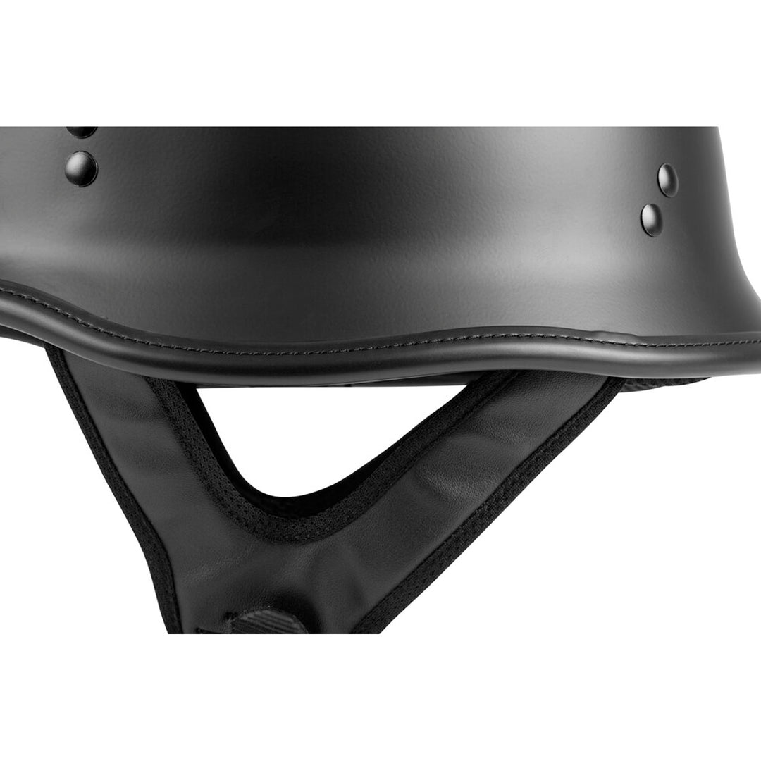 Highway 21 9MM German Beanie Helmet Matte Black - Close-Up of Side Strap