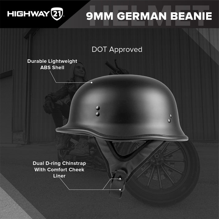 Highway 21 9MM German Beanie Helmet - Graphic Detailed DOT Approval